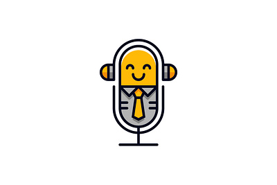 Enjoy Podcast Logo branding design employee enjoy exclusive executive happy headphone illustration logo mic microphone people podcast vector