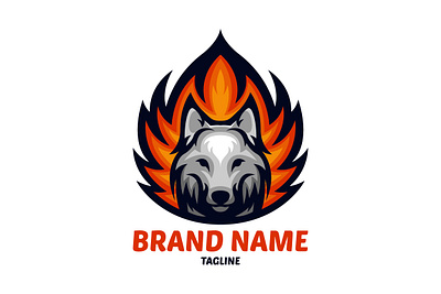 Fire Wolf Logo animal branding design exclusive fire flame illustration logo predator spirit strength vector wolf wolf logo