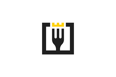 Food King Logo branding cafe cutlery design exclusive food fork geometric illustration king logo restaurant royal square vector