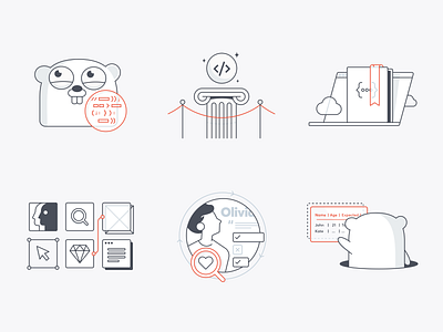 GogoApps Illustrations set framework gogoapps golang gomock gopher illustrations launch research set tech test user centered design ux
