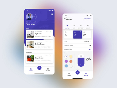 Smart home app controller design gradient smarthome ui ux