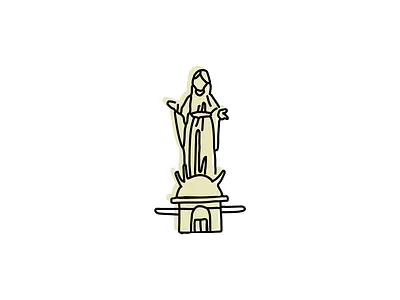 San Cristóbal Hill, Santiago hand drawn icon icons illustration landmarks sketch vector