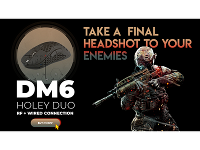 Advertising banner for the gaming mouse adobe photoshop advertising banner banner cta figma game design gaming hardware gaming mouse gradient graphic design mockup design shooter sniper scope soldier