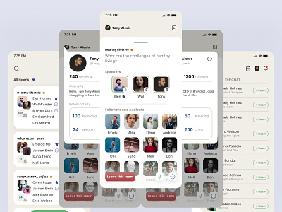 Clubhouse Redesign App challengemobileapp chatting clean ui clubhouse clubhouse redesign mobile app mobile ui product redesign room chat ui uidesign uiux userinterface voice chat