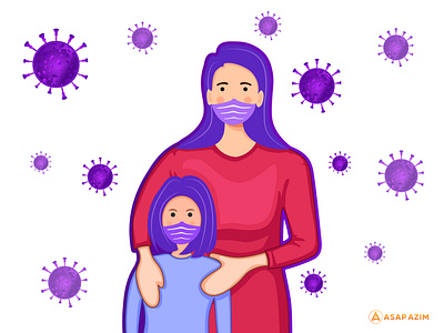 Baby and mom 2019ncov cartoon character character design concept design illustration portrait illustration vector vector drawing vector illustration vectorart