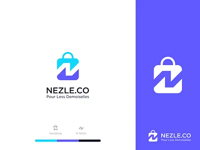 Nezle.com Logo Mark bag brand branding concept discount girl hand bag identity lettermark logos n letter logo negative space logo people shopping simple smart store typogaphy woman womenswear