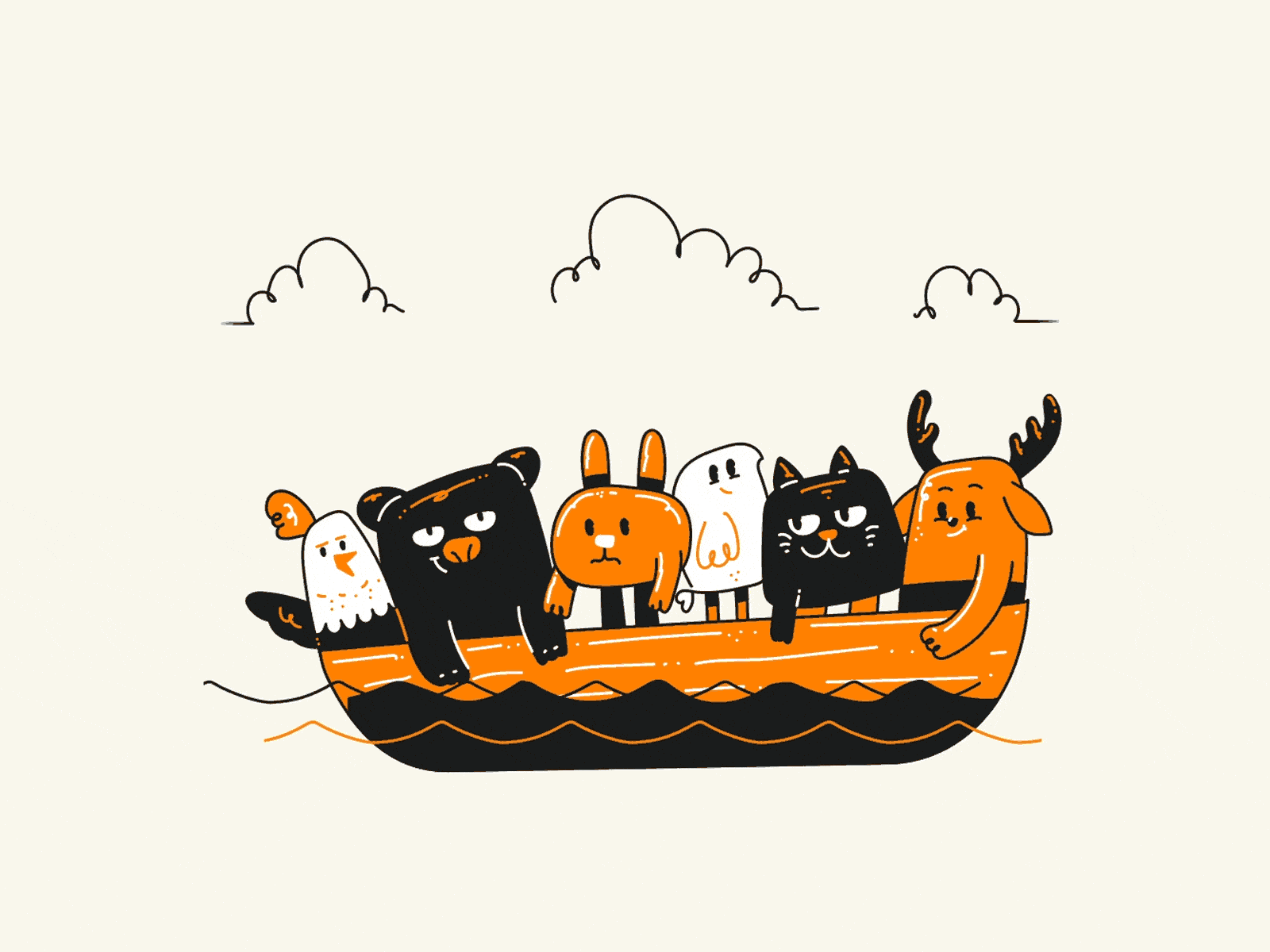 New World Animal illustrations animal animated animation bear bird boat cat creative deer discover illustration lottie monsters new world pets svg team travel vector