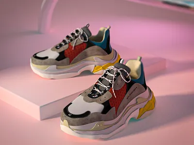 Balenciaga Triple S - 3D visual 3d c4d designer illustration product productdesign visual
