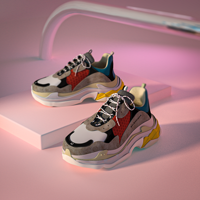 Balenciaga Triple S - 3D visual 3d c4d designer illustration product productdesign visual