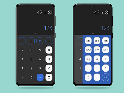 Calculator App - #DailyUI #004 adobexd android android design dailyui dailyui004 dailyuichallenge design figma figmadesign illustration interaction design mockup productdesign prototype tech ui user experience userinterface uxui