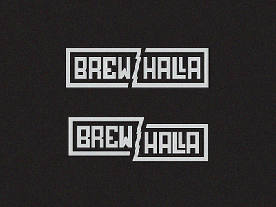 Brewhalla Logo Horizontal box brew brewery custom font custom type frame lightning logo monowidth stamp