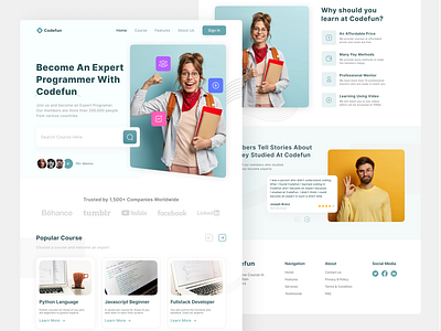 Coding Course Landing Page course course landing page design interface interfacedesign landing page landingpage ui ui design uidesign uiux ux uxdesign web