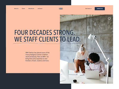 SBH+ Website fashion homepage landing page modern staffing ui ux web design