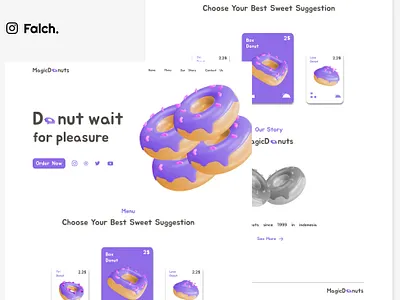 MagicDonuts - Food Delivery Landing Page app food food app landing page design ui uiuxdesign ux vector web web design