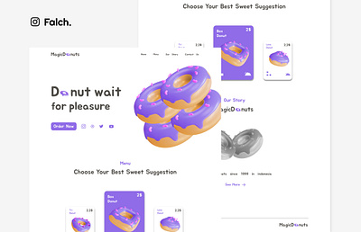 MagicDonuts - Food Delivery Landing Page app food food app landing page design ui uiuxdesign ux vector web web design