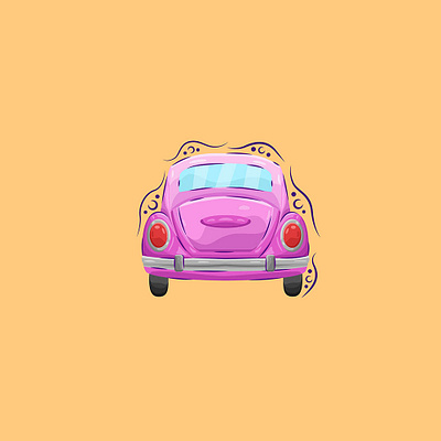 Back View Retro Car art back view design digital art flat design graphic illustration retro car vector