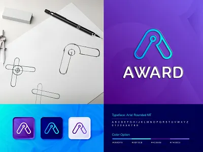 A Sketch Logo Mark - Award Logo Design a a letter a logo abstract logo agency logo design app logo design award brand identity branding colorful design logo logo design logo designer minimal modern logo sketch typography ui vector