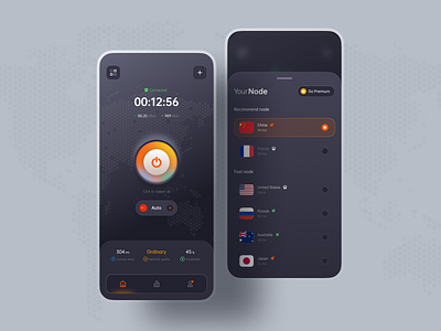 VPN Mobile App app card cards clean connect icons ios nodes server ui userinterface ux vpn vpn app