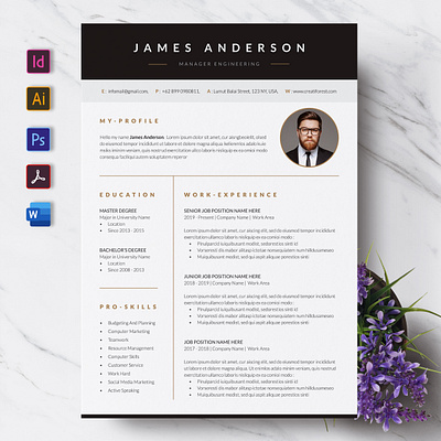 Modern Class CV or Resume Template a4 clean cover letter creatiforest creative curriculum vitae cv cv design minimal resume template