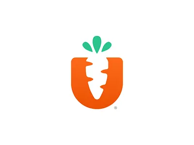 U Carrot concept brand branding carrot concept icon illustration logo logo design logomark mark minimal minimalist nature nature logo simple startup symbol ui ux vector