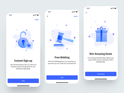 Bidding App - Onboarding app auction bid bidding branding dribbble figma getting started illustration launch launch screen onboard onboarding onboarding screen onboarding screens onboarding ui ui uidesign userinterface vector