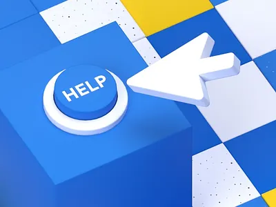 Help Button 3d Brand Illustration for Kolesa Group 3d branding c4d cinema4d design illustration redshift render
