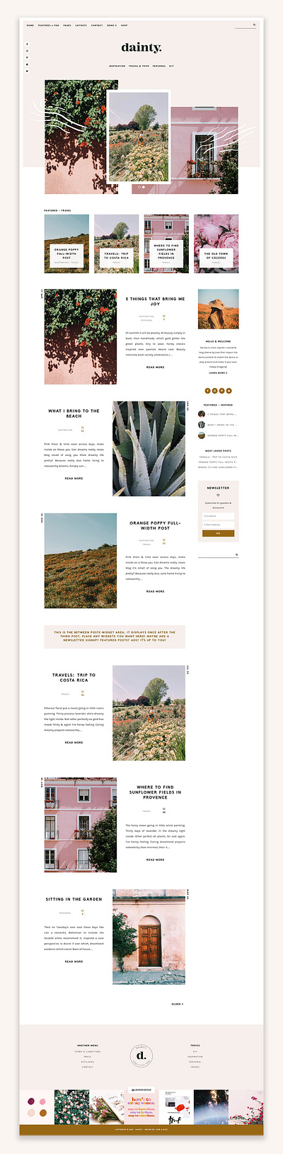 Dainty - Blog & Shop WordPress Theme blog design blog post blog template blog theme business theme web themes website templates wordpress blog