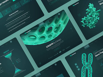 Flumen Bioscience — Web UI/UX Overview 1 3d animation biology biotech cancer chemistry crispr dark dna green health illustration medical pharma protein science technology ui ux web design