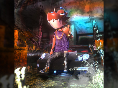 Hip hop Dragon 3d 3d art c4d car character cinema 4d design dragon happy illustration octane people