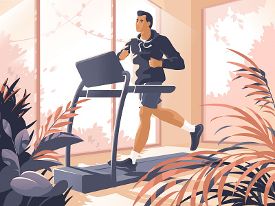 Active Characters: Treadmill Workout active art character character design character illustration design digital art fitness flat graphic illustration illustration art illustration for web illustrator runner shakuro sport treadmill vector workout