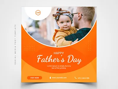 Fathers day social media post template design background best celebration concept dad daddy day family father gift happy holiday illustration love male man parent template tie vector