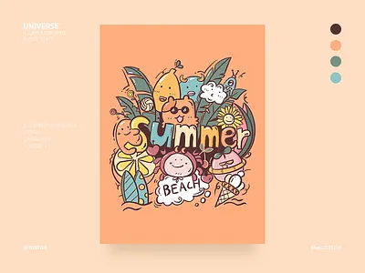 Summer Doodle illustration design illustration summer ui