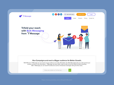 Landing page design for a B2B Bulk Messaging Solution bulk sms landing page landing page ui product features uidesign uxdesign web design website design