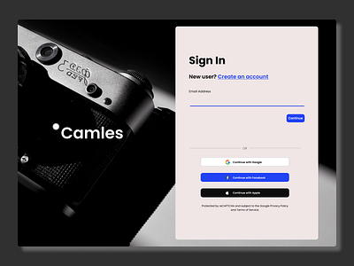 Sign Up Website Camera Shop dailyui landingpage login sign in uidesign uiuxdesign web design