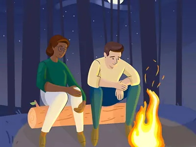 Campfire artwork campfire flat forest illustration minimal night painttoolsai photoshop ux web