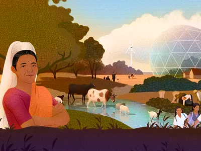 Green Energy artwork design ecofriendly farmland green greenhouse illustration photoshop windmill