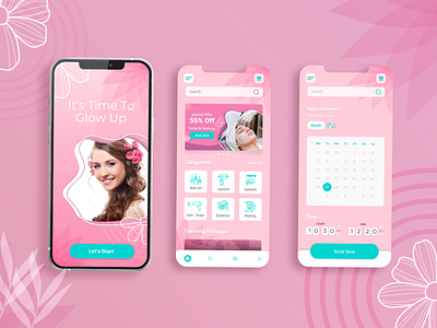 Beauty Parlour appointment app Ui adobe xd app design app design template app template app ui design template download free free download free mobile templates free template free ui free ui kit freebie mobile app design mobile template mobile ui template ui xd