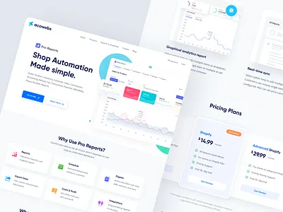 Shopify Reports app - Landing page application clean dashboad dashboard design interface landingpage shopify ui ui ux design webdesign website website design
