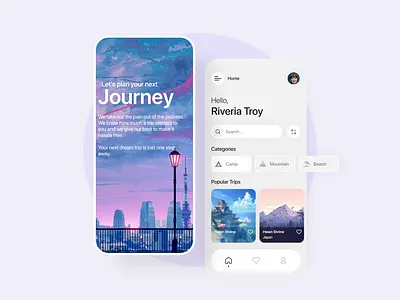 Tours Mobile App Design adobe xd app dashboard glassmorphism illustration interface minimal mobile app onboarding search splash travel app travel apps ui creative uidesign uiux web website