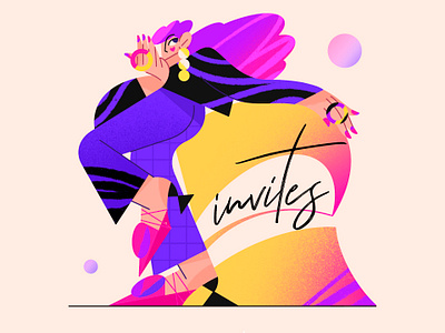 Two Dribbble Invites app character characterdesign dance dribbble invite fashion flat girl giveaway illustration illustrator invitation invite minimal pink procreate ui vector web