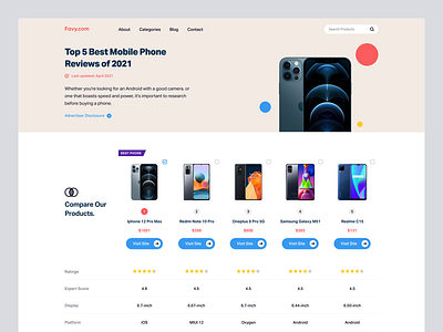 Favy List best brands business company compare design ecommerce landing mobile phones products rating review services top top list ui website
