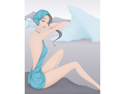 Iceberg bather by Wai conceptual illustration editorial illustration elegant fashionillustration illustration illustrationart illustrationartist illustrator stylized waiillustration