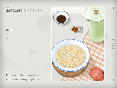 Instant noodles-01 color design hand painted illustration sketch