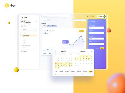 Hiver analytics analytics analytics dashboard dashboard ui dashboards datepicker datepicker ui graphs saas saasdesign webapp webdesign