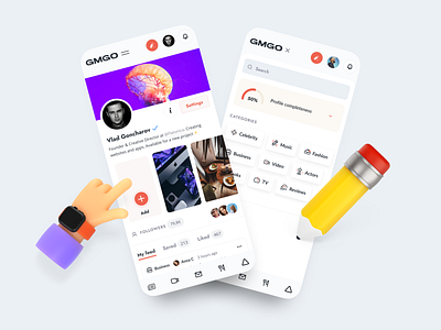 GMGO® — Mobile App Interface 3d art 3d illustration app design crypto dashboard digital finance flatonica game design interaction mvp payments profile redesign saas social network ui ui design user inteface ux