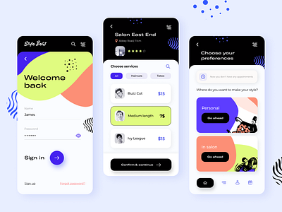 Barber App Concept app design art colorful concept fireart fireart studio flat illustration typography ui ux