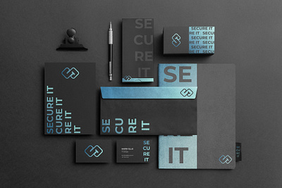 Secure IT branding blue brand identity branding design graphic design icon it logo minimal print design stationery tech technology