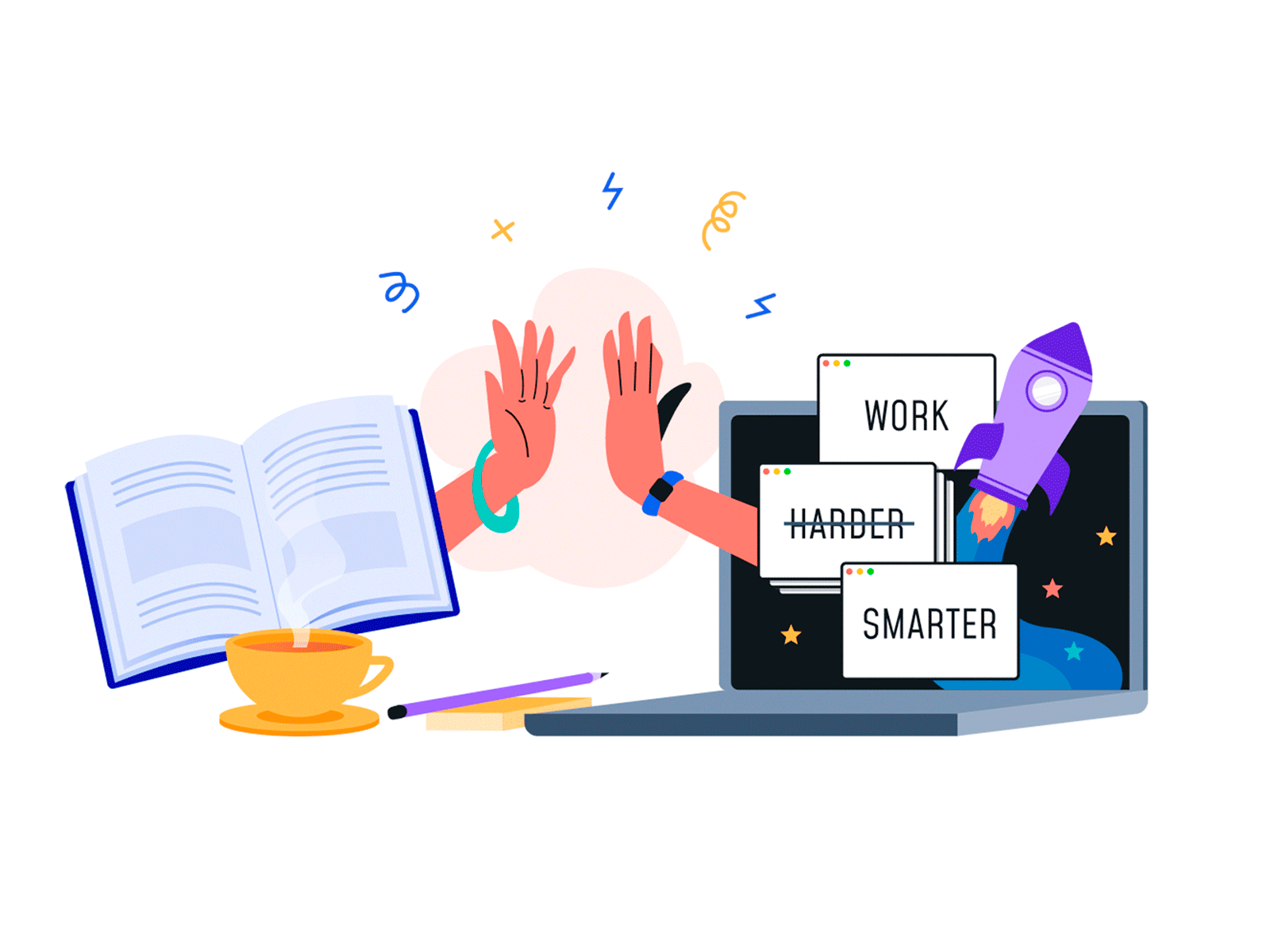 Timeular: Work Smarter branding drawing illustration vector