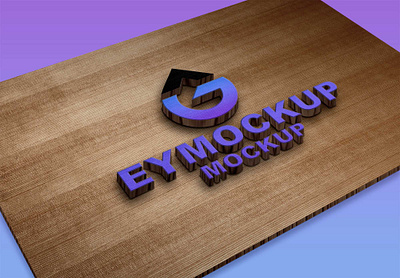 CNC 3D Wood Logo Mockup branding design illustration logo menu psd template ui ux vector