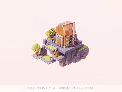 3D low poly cute hut - low poly environment design 3d game model b3d blender 3d blender3d brainchildart default cube environment game art game asset game props low poly low poly 3d low poly art low poly tree lowpoly lowpoly 3d lowpoly3d tiny hut tutorial tutorials